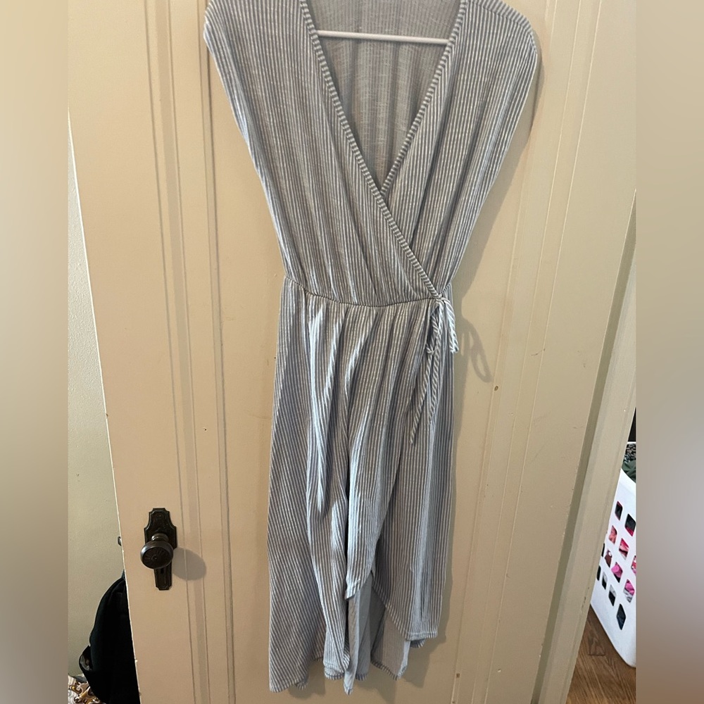 Caution To The Wind Blue Striped Wrap Dress